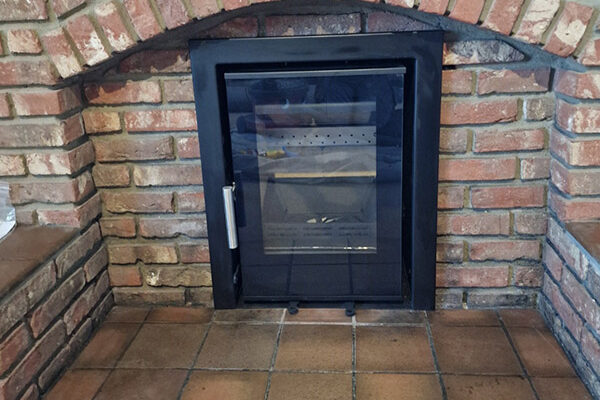 Brick fireplace